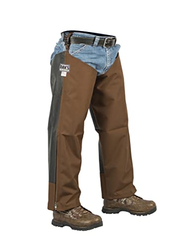 Summer Dog Day Protective Chaps, Trimmer, Lawn Care, Brush Clean up, Brier chap, Mesh Backs, Made in The USA (Medium/30 Inseam) Brown/Black