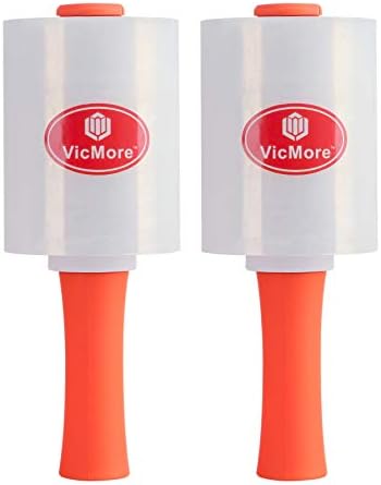 2 Pack VICMORE (R) Industrial Strength Heavy Duty 80 Gauge Mini Stretch Wrap Film with Rolling Handle 5-Inch by 1000-Feet Shrink Wrap for Moving Supplies Clear Cling Self-Adhering Plastic Wrap Film