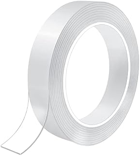ZGTS 5m/16.4FT Double Sided Tape Heavy Duty, Clear Double Sided Tape Reusable Nano Adhesive Tape Traceless Transparent Double Sided Adhesive Tape for Carpet, Photos Wall, Posters, Kitchen, Party