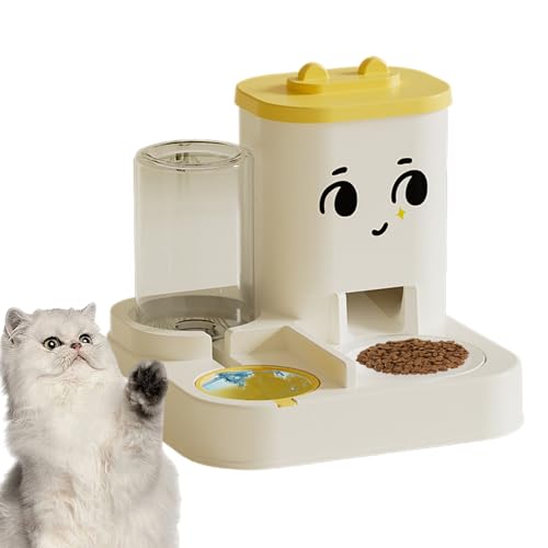 YNPQTDS Comedero y dispensador de agua para gatos | Dispensador de agua 2 en 1 para mascotas, dispensador automático para gatos para interiores, dispensador de comida y agua para gatos con gran
