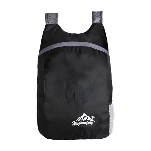 Sac à dos pliable ultra léger et étanche - 20 l - Sac à dos pliable pratique - Petit sac à dos de randonnée - Sac à dos d'extérieur - Pour les voyages, l'extérieur, le camping, l'escalade (noir)