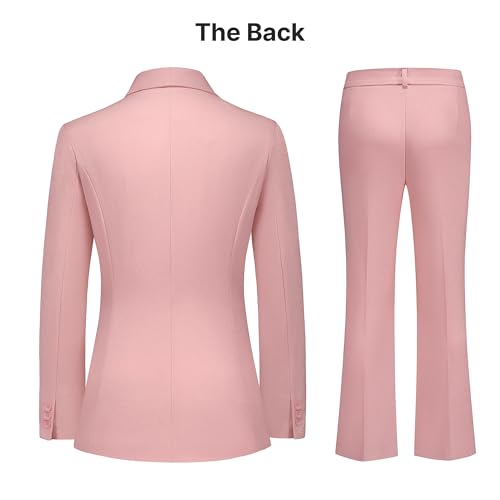 Women's Business Suit 2 Piece Set Shawl Sollar Blazer Bootcut Pants Suits for Women4