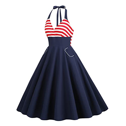 Image of Women Dress American Flag Print Vintage Maxi Dress