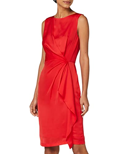 Marca Amazon - TRUTH & FABLE Vestido Túnica Detalle Retorcido Mujer, Rojo (Red), 38, Label: S
