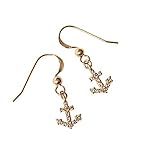 Sparkly Anchor Earrings - 14K Gold-Filled Ear Wires - Nautical Jewelry - Beach Vacation Accessories
