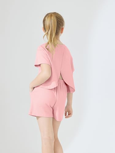 Image of Girls Clothing 2 Piece Summer Set Short Sleeve Tops Shirts Baggy Shorts with Pockets Fashion Outfits for Kids
