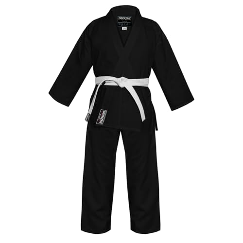 Tarkan Sports Karate Uniform for Kids & Adults Lightweight Student Gi Pants and Jackets for Martial Arts Uniform With Free Belt (Black 1)