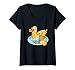 Donna Ducky Duckie - Anatroccolo giocattolo da bagno in gomma Maglietta con Collo a V