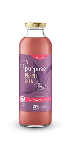 Purpose Tea, Watermelon Mint - Bottled Iced Tea, Lightly Sweet, All Natural Brewed Organic Purple Tea Leaves, Pure, Non-Gmo, High In Antioxidants And Anthocyanins, Healthy Drinks - 16 Oz (Pack Of 12) #TOP5