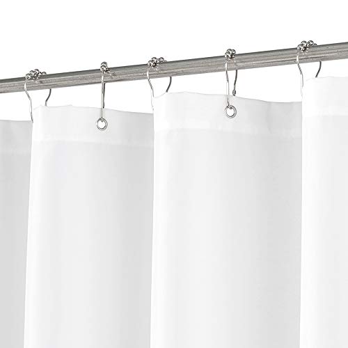 Image of N&Y HOME RV Shower Curtain or Liner 36 x 64 inches with Magnets, Washable Fabric, Water Repellent, White Bathroom Curtains with Grommets, 36x64