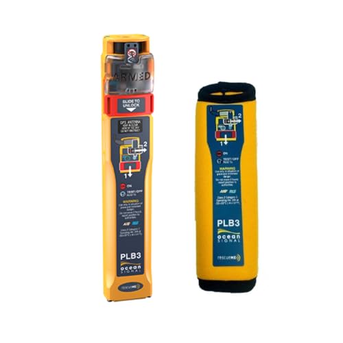 Ocean Signal PLB3 Personal Locator Beacon | Compatto | GPS a 66 canali | Segnale di emergenza 406 MHz | Impermeabile | Lunga durata della batteria | Resto del mondo | Programmazione personalizzata |