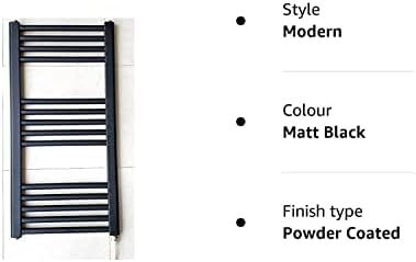 Greenedhouse 400w x 800h Black Electric Flat Heated Towel Rail Bathroom Radiator
