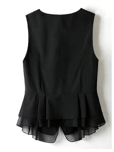 GORGLITTER Women's Plus Size Mesh V Neck Blazer Vest Tops Trendy Sleeveless Business Casual Work Office Suit Vests2