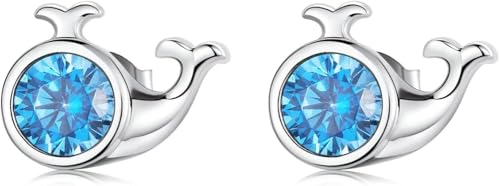 Boucles d'oreilles baleine en argent 925 et zircons bleus scintillants