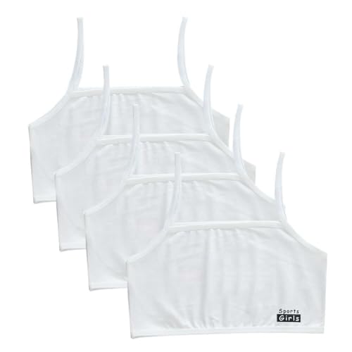 Training Bras for Girls 8-12 Years Old, Pack of 4 Girls Bras Solid Color Soft Cotton Girls Sports Bras - Main Image