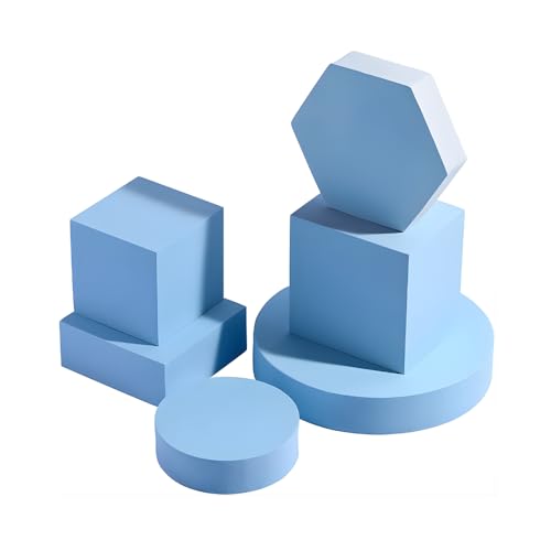 Image of SMILEDRIVE Product Photography Props 6-piece Set, Blue | Hard Foam Riser & Blocks, Lightweight, Waterproof, Re-usable
