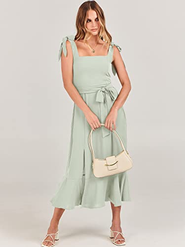 Image of ANRABESS Women's Square Neck Ruffle Split Midi Elegant Formal Wedding Guest Cocktail Bridesmaid Graduation Party Dresses