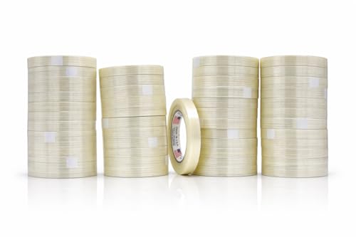 WOD UFST39 Fiberglass Reinforced Filament Strapping Tape, 3/4 inch x 60 yds. 4 Mil (Pack of 48) Filaments Run Lengthwise