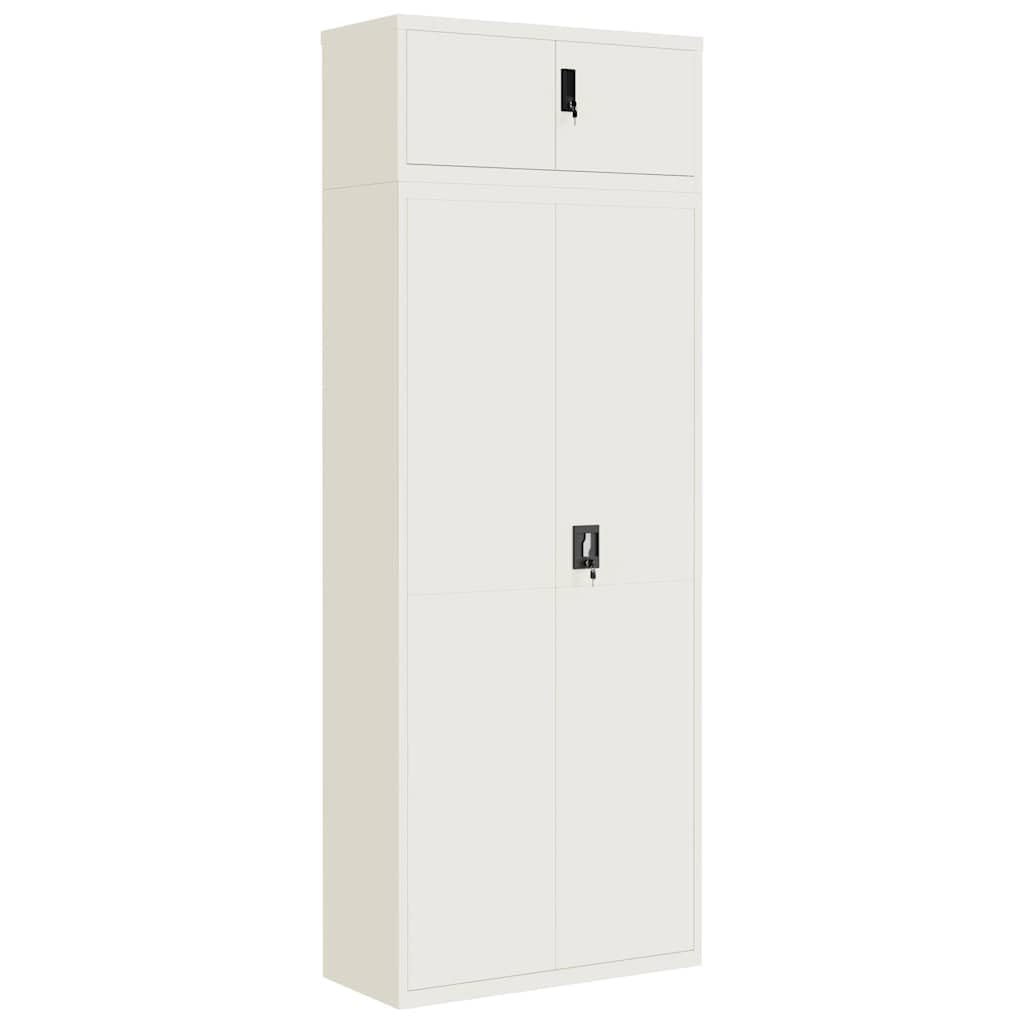 Biały segregator 90x40x240 cm stalowy z 4 regulowanymi półkami