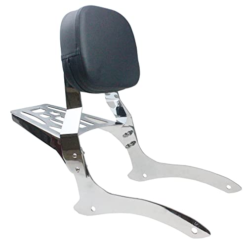Yhmoto Sissy Bar Backrest + Luggage Rack Combo Fits For 2000-2011 Yamaha V-Star Xvs 1100 Classic Dragstar Xvs 1100 Classic (Style B-Chrome) #TOP14