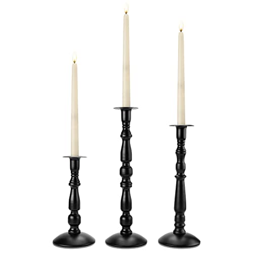 IMAGE Candle Stick Candle Holder, 3 Pcs Black Matte Taper Candle Holder, Rust-Proof, Non-Slip, Metal Taper Candle Stick Holders for Home Décor, Wedding, Birthday and Anniversary（Candles Excluded） by IMAGE - Used condition - CA$13.98