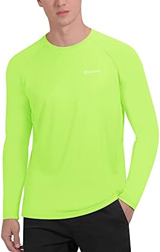 PRETCHIC Men's Workout Rash Guard Shirts UPF 50+ Long Sleeve UV Sun Protection Outdoor Fishing Swim Running T Shirt Green XXL