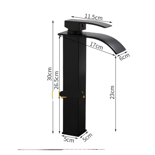 Grifo de lavabo en cascada negro y oro monomando para baño 4