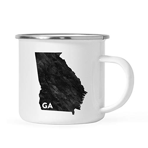 Andaz Press 11oz. US State Stainless Steel Campfire Coffee Mug Gift, Modern Black Grunge Abbreviation, Georgia, 1-Pack, Metal Enamel Camping Camp Cup for Him Her Christmas Hostess Long Distance