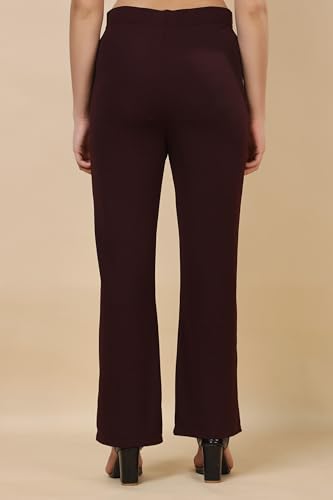 Image of Women's Polycotton Comfort Fit Straight Trousers - Lightweight, Flexible & Skin-Friendly Pants for Work, Travel & Casual Style