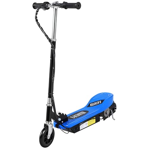 HOMCOM Patinete Eléctrico Plegable para Niños y Adolescentes de +7 Años Velocidad de 10 km/h Scooter Eléctrico con Manillar Ajustable en Altura y Frenos Carga Máx. 50 kg 78x37x87-95 cm Azul