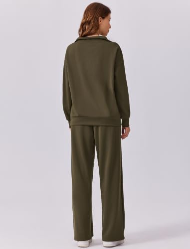 Image of PINSPARK 2 Piece Sets for Women 1 /4 Zip Lounge Matching Set Fall Outfits