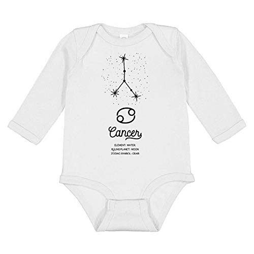 Cancer Zodiac Sign Long Sleeve Baby Infant One Piece Bodysuit 18 Months White