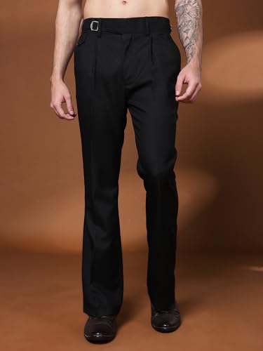 Image of Gurkha Pants for Men | Trouser for Men | Formal Pant | Single Buckle | Bell Bottom Trouser High Waist Pleated Casual Trousers | Flared Bottom Leg Pants for Office Smart Casual Travel Party