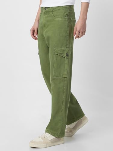 Image of Neostreak Men's Loose Baggy Fit Washed Cargo Jeans with 6 Pockets Non-Stretchable