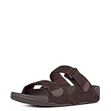 FitFlop Men's GOGH MOC ADJUSTABLE MEN’S SLIDE SANDALS Sandal, chocolate brown, 8 M US