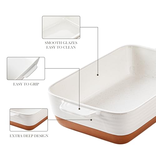 Malacasa TARA-PP-01 4.8 Quarts Ceramic Baking Dish With Handles, 9 X 13 Inches Casserole Dish, Deep Rectangular Lasagna Pan thumb #4