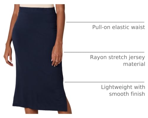 Image of Amazon Essentials Women's Pull-On Knit Midi Skirt with Elastic Waist, Slits