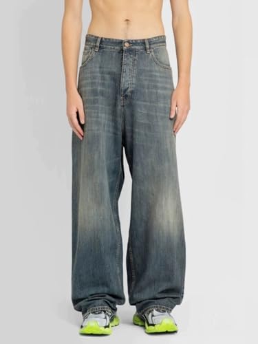 Mud Dyed Pants, Unisex Straight Tube Washed High Street Silhouette Jeans2