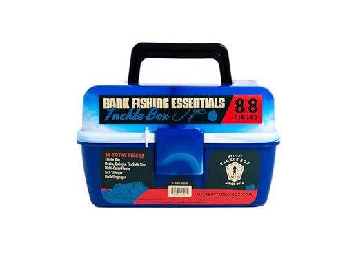 Catch Co Mystery Tackle Box Bank Fishing Essentials - 88 Pieces - Small Tackle Box - Blue