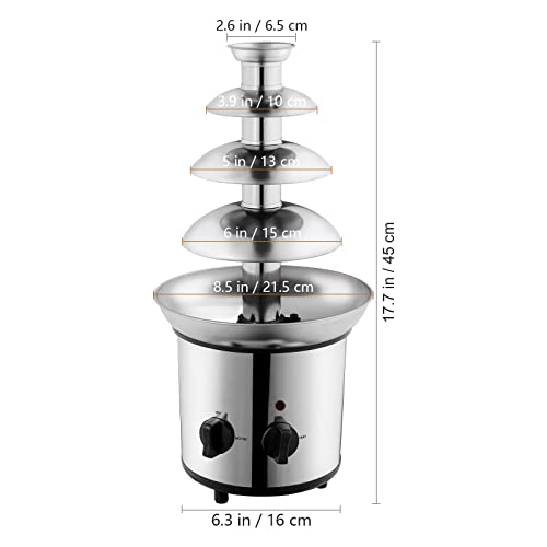 Hemoton 4 Tiers Chocolate Fountain Stainless Steel Chocolate Fondue Fountain, 2-Pound Capacity, Easy To Assemble, Perfect For Nacho Cheese, Bbq Sauce, Ranch, Liqueurs #TOP5