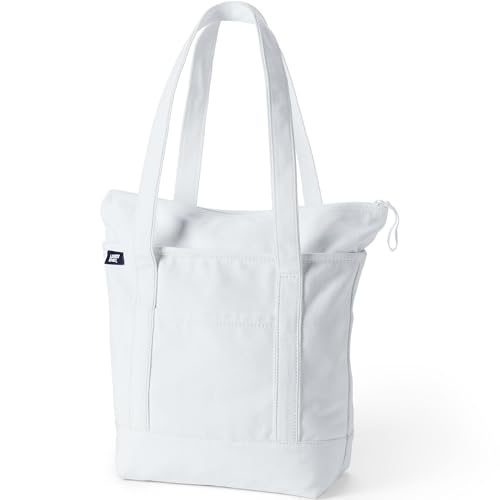 Image of Lands' End Zip Top Long Handle Canvas Tote Bag