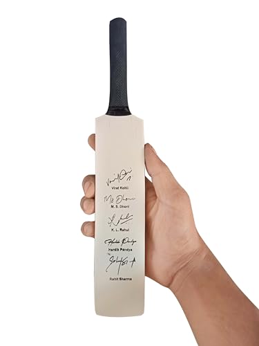 Image of Miniature Bat Indian Cricketer Printed Autograph (Not Original) for Show Piece and Gift Purpose Souvenir Bat (They Can't Be Used for Paying Cricket) - Wood