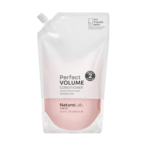 NATURELAB. TOKYO Perfect Volume Conditioner: Eco-Friendly Refill Pouch: Lightweight Hair Conditioner, Build Lift, and Body to Flat, Fine, or Limp Hair I 22.9 FL OZ / 680ml