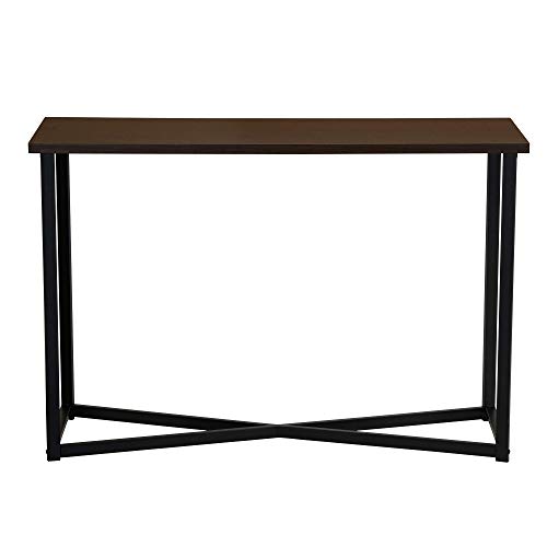 Image of JGS Iron Frame Wooden Console Tables Multipurpose Sheesham Wood Flower Pot Stand Table Furniture for Home Living Room Entrance & Office (Dark Walnut Finish)
