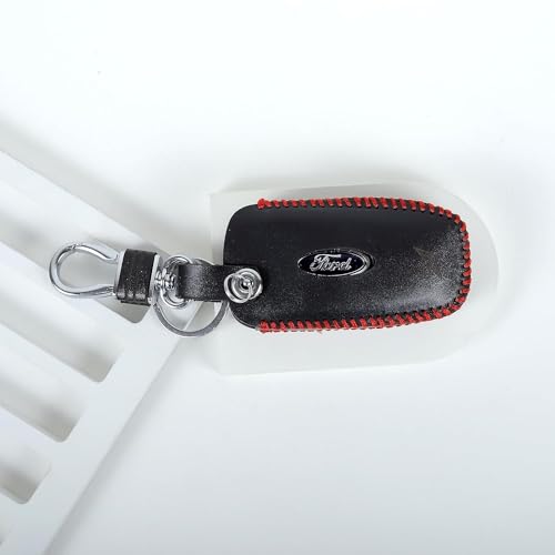 Image of Leather Car Key Cover for Ford Figo | Aspire | Ecosport | Endeavour | Freestyle Smart (Black)