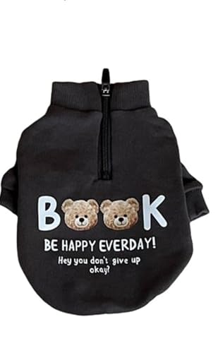 Morycat犬服 秋冬 ハイカット Tシャツ 厚い 長袖 ドッグウェア 防寒 暖かい シャツ 柔らかい ペットウェア お散歩お出かけ 小中型犬服 (ブラック,M)