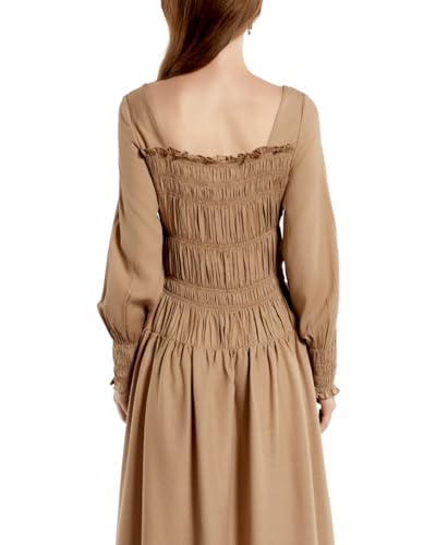 SIXDO G-Brown Woven Flared Dress for Woman, Casual Style Perfect for Daily Outings and Summer Adventures L — view 4