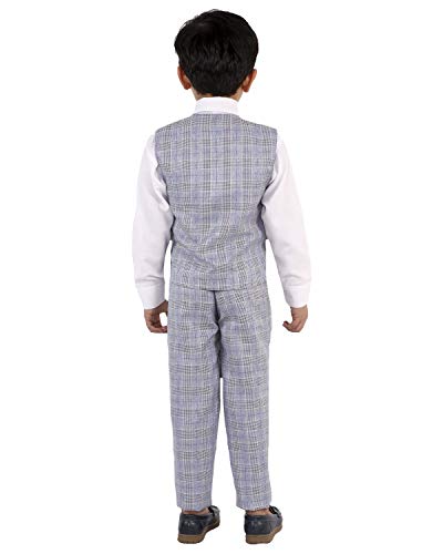 Image of Boy's Cotton 3 Piece Waistcoat Pant Shirt Set