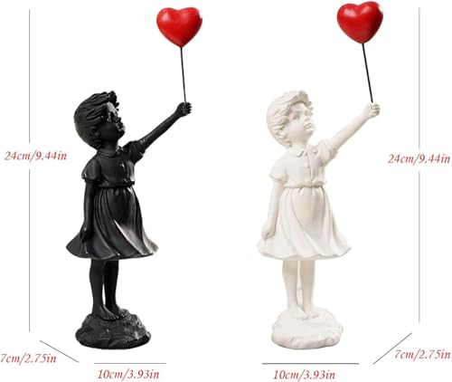 CHEYLIZI Statuette de Fille en Ballon Volant, décoration d'intérieur Art Moderne, Sculpture en résine, décoration Artisanale, Blanc et Noir – vue 2