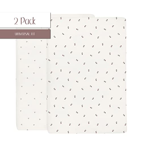 Image of Ely's & Co. Patent Pending Waterproof Crib Sheets, 100% Cotton with Waterproof Lining - Built in Mattress Protector, 2 Pack Fitted Crib Sheet Set, Berry and Cluster Dot (Lavender) 28 inch x 52 inch